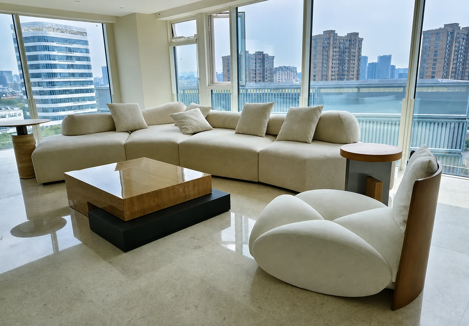 Custom furniture installed in a contemporary interior