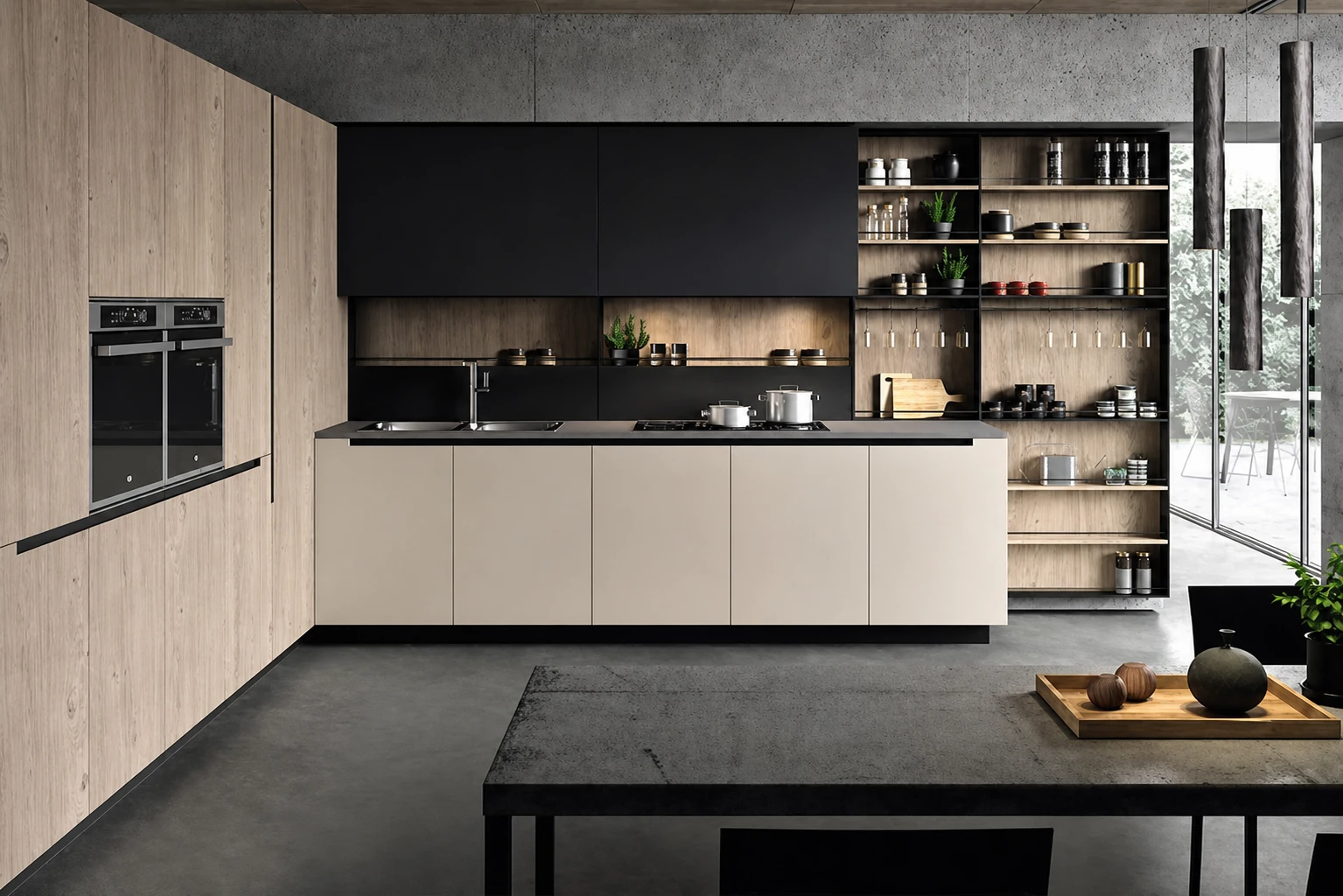 Custom flat-pack cabinets and integrated storage