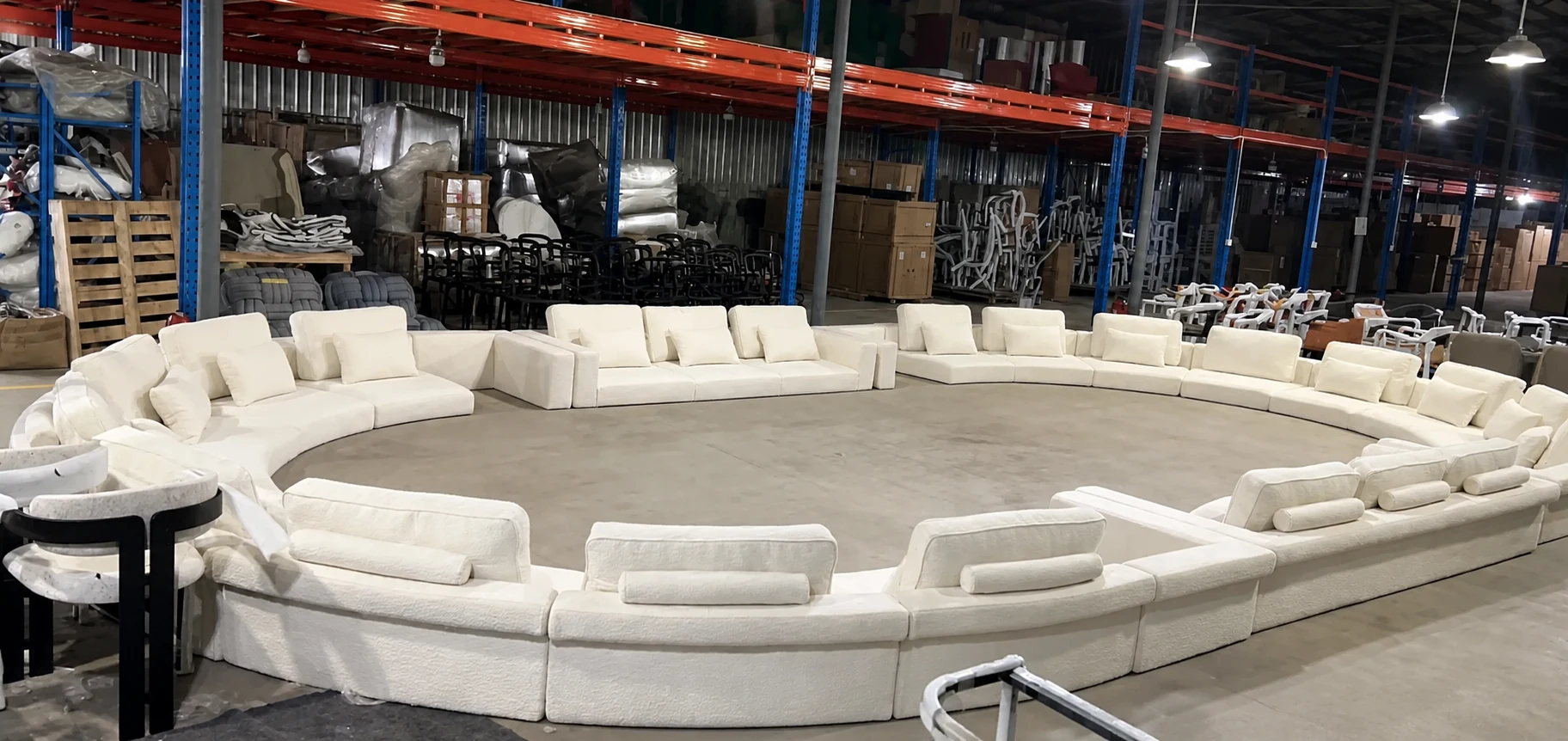 Completed curved seating awaiting inspection