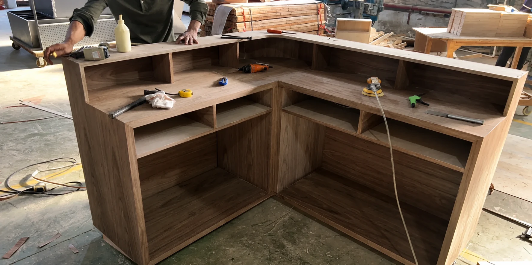 Custom furniture sample under construction