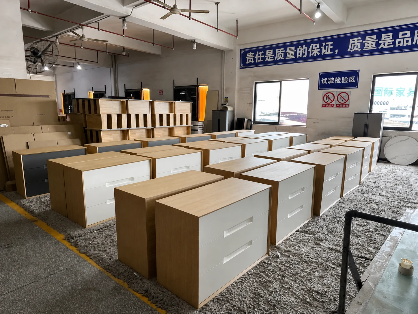Furniture assembly floor at the Foshan base