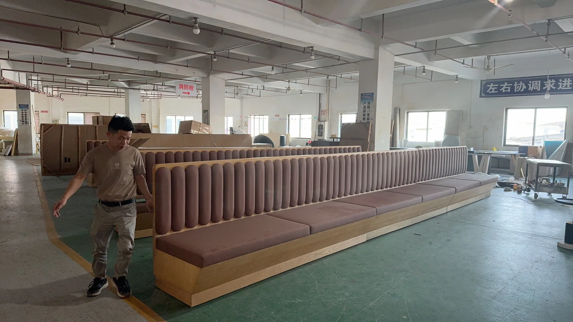 Upholstered contract seating under production