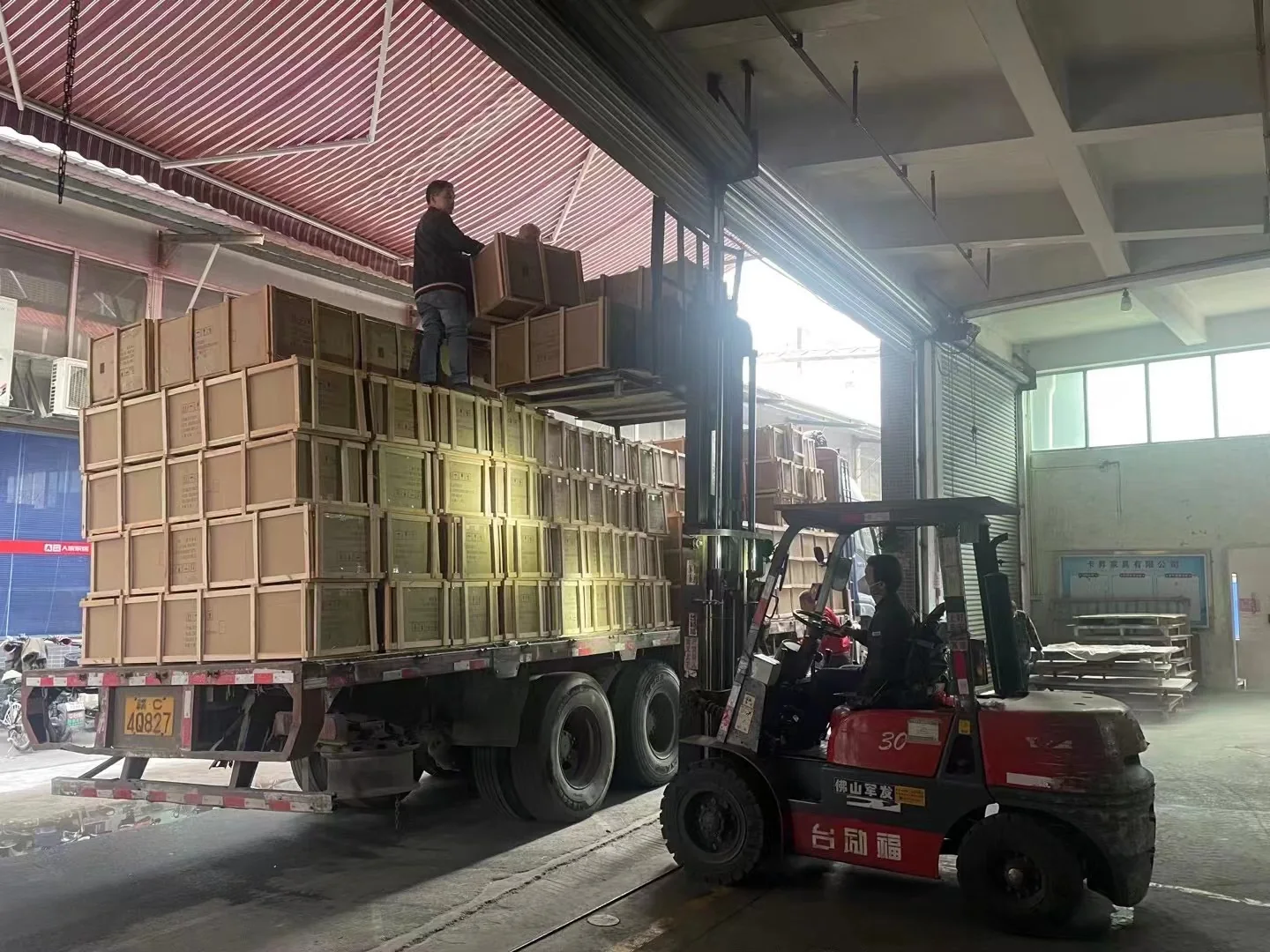 Furniture protected and prepared for shipment