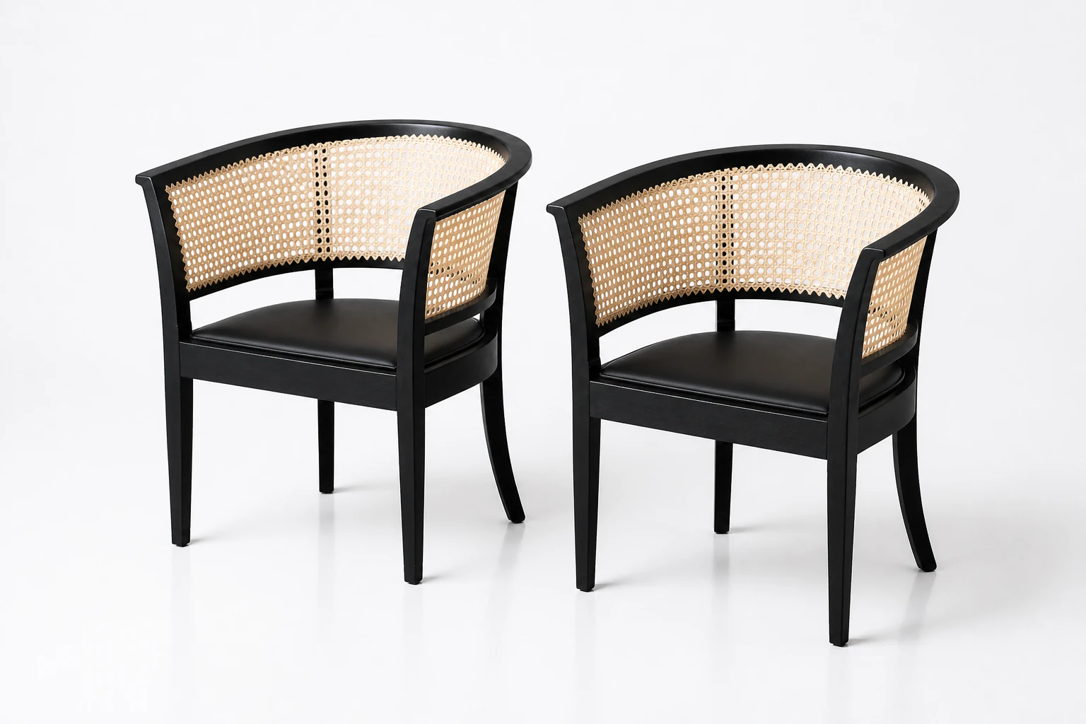Cane Armchair Pair front view