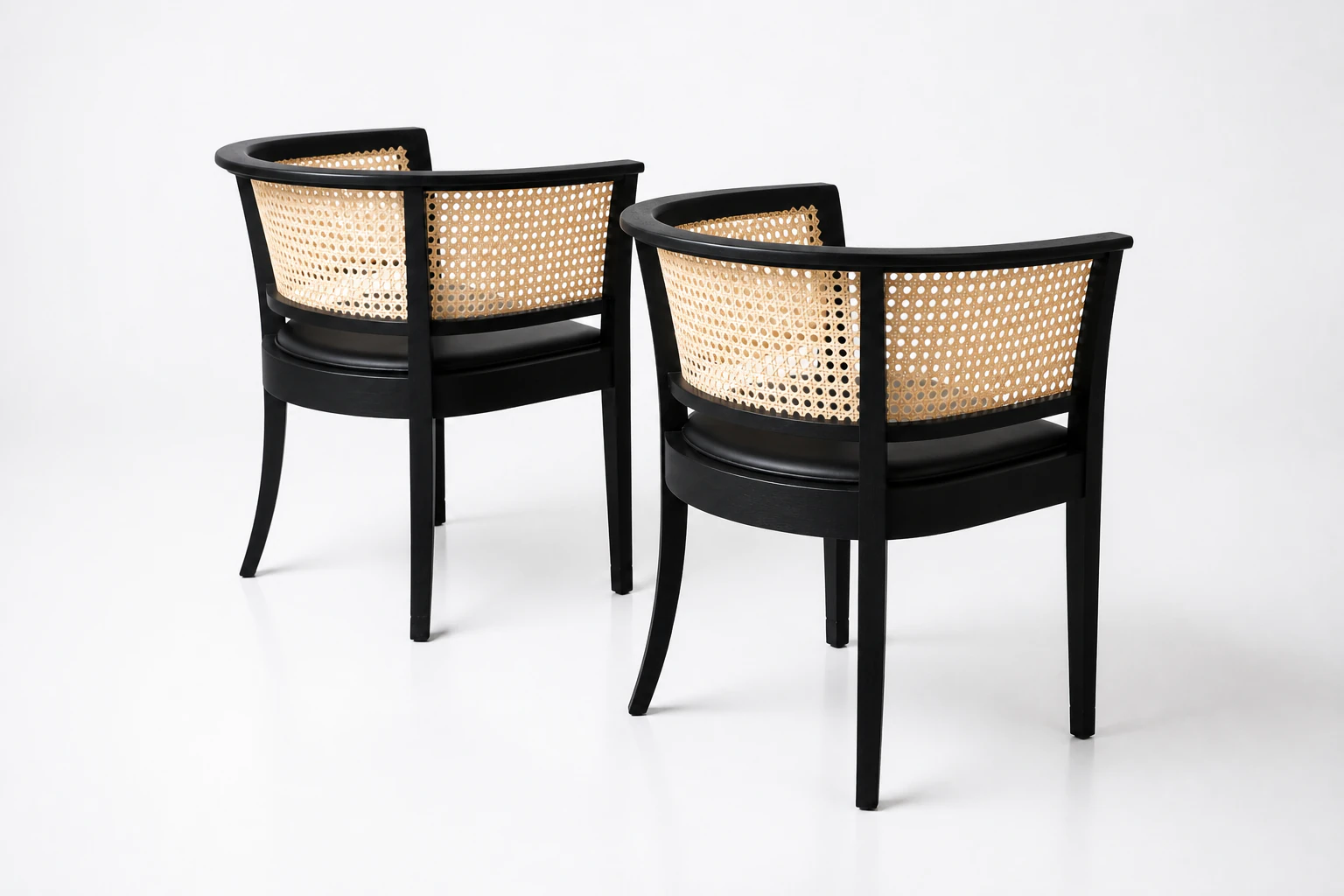 Cane Armchair Pair rear view